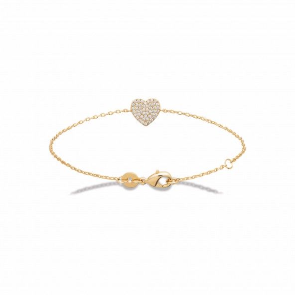 Gold-plated Heart Bracelet with Zirconia 18 cm