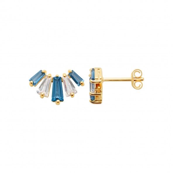 Gold-plated Earrings with Bicolor Stone