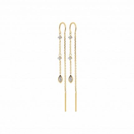 Gold-plated Pendant Earring with Drop-shaped Zirconium
