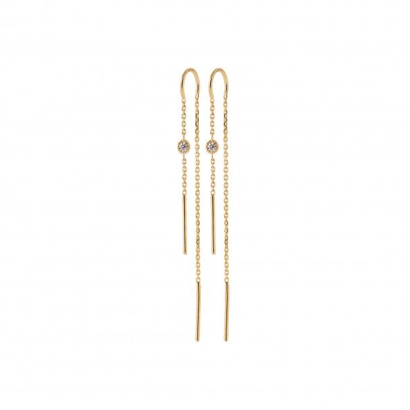 Gold-plated Pendant Earring with Round Zirconium