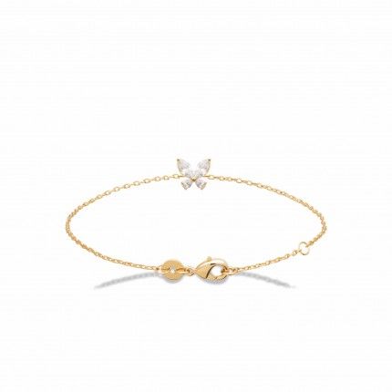 Gold-plated Bracelet with Butterfly-shaped Zirconia 18cm
