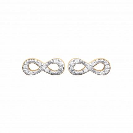 Brincos Infinito com Zirconia Plaqueado Ouro 10mm.