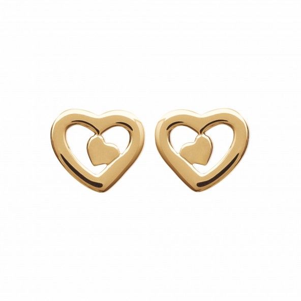 Gold Plated Heart Earring 7mm.