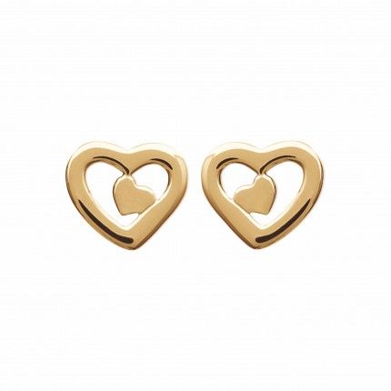 Gold Plated Heart Earring 7mm.