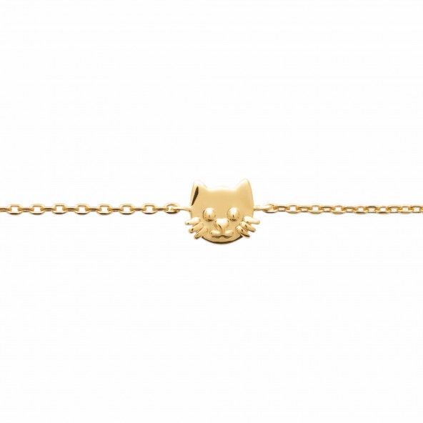 Bracelet Plaqu Or avec Chat 15cm