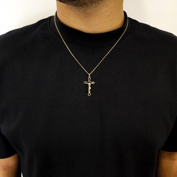 Gold Plated Cross with CHrist Pendent 35mm.