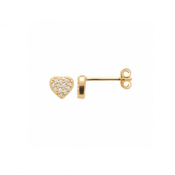 Heart-shaped Earrings with Gold-plated Zirconium