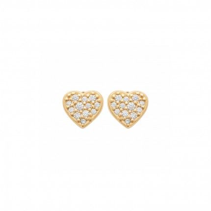 Heart-shaped Earrings with Gold-plated Zirconium