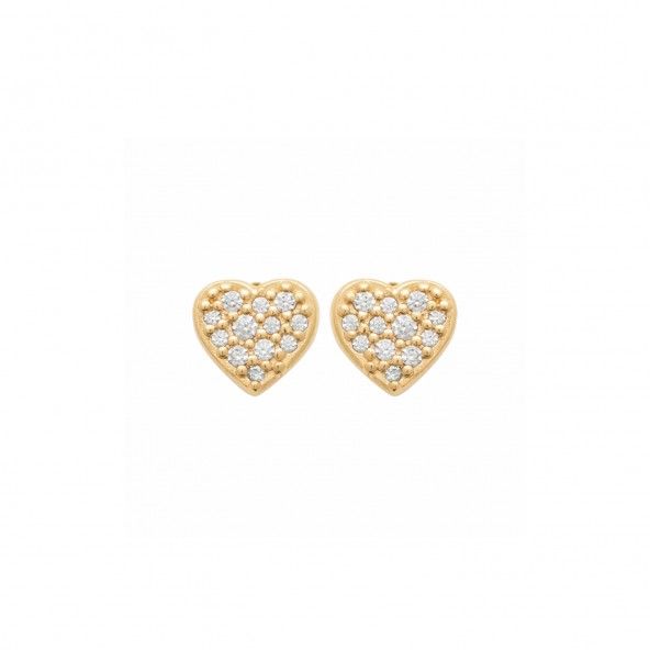 Boucles d'oreilles en forme de C?ur avec Zirconium Plaqu Or