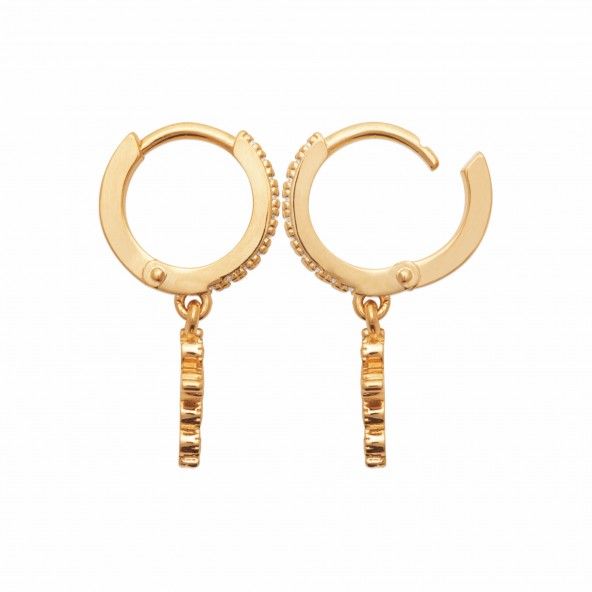 Hoop Earrings with Zirconium and Cross with Zirconium 10mm