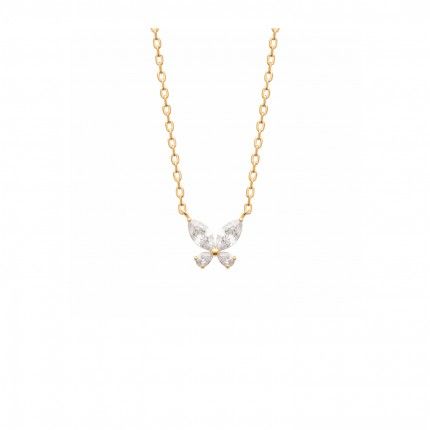 Gold-plated Necklace with Zirconium in Butterfly shape 45cm