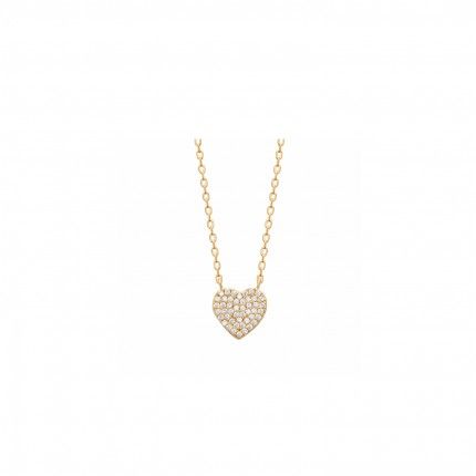 Gold-plated Heart Necklace with Zirconium 45 cm