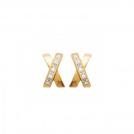 Gold Plated Bicolor Earring 13mm.