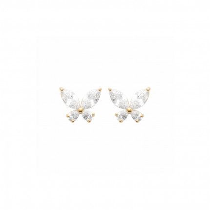 Gold-Plated Earrings with Butterfly-Shaped Stone